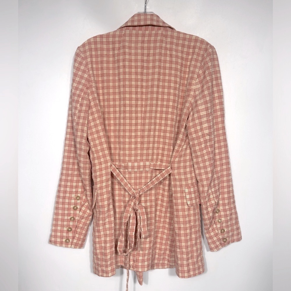 NEW Free People Olivia Gingham Blazer Size S Cream/Pink - Picture 5 of 11